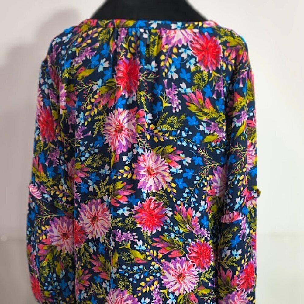 The Pioneer Woman 3/4 Sleeve V Neck Floral Blouse Top Women's Size Large - Picture 7 of 11